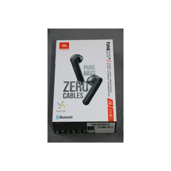 JBL Tune 225TWS True Wireless Earbuds Black Bluetooth Pure Bass Zero Cables New